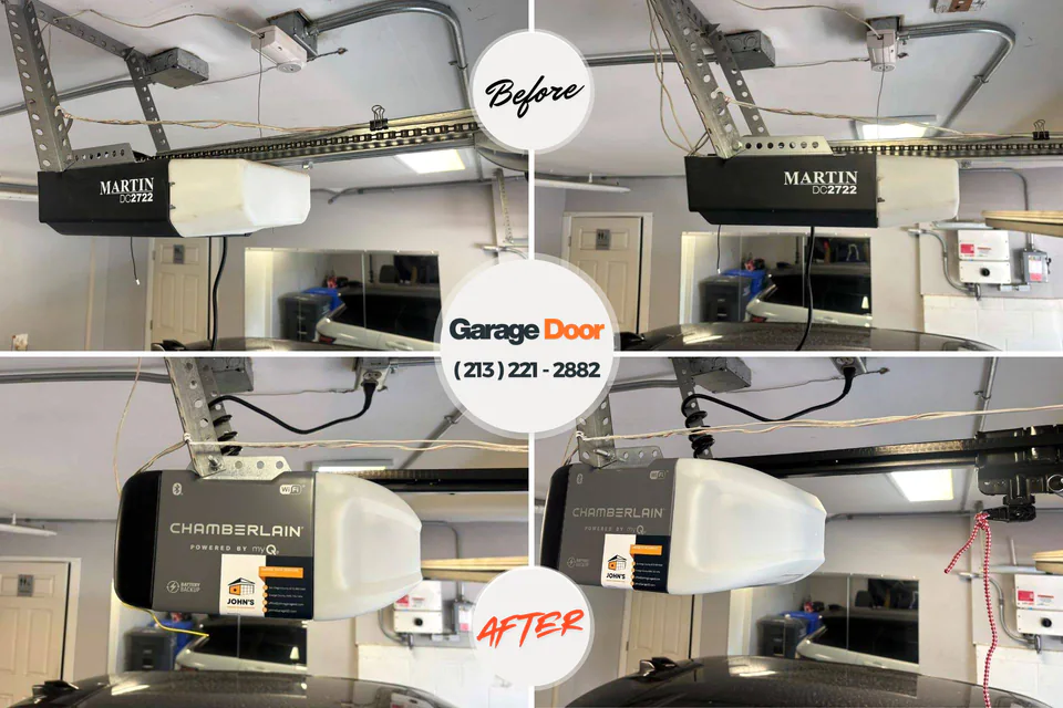 Before and after: garage door repair Elroy, NC